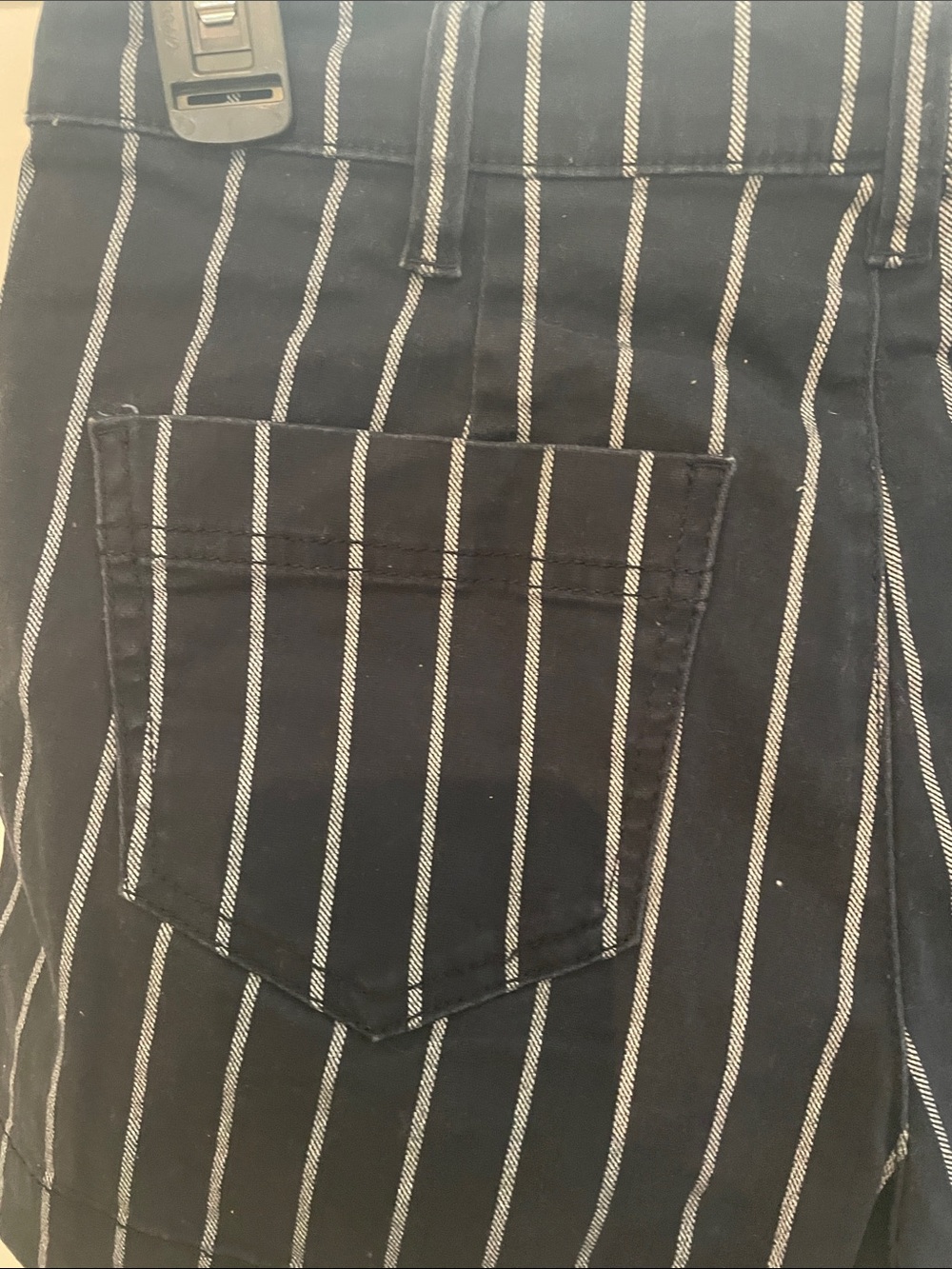 Sincerly Jules Black Pinstripe High-Rise Button Shorts - Picture 4 of 5